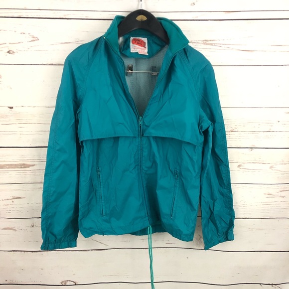 Other - Vintage teal hooded windbreaker